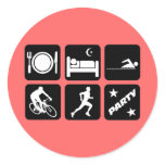Funny triathlon round stickers