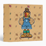 funny turkey in overalls binder