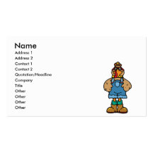 funny turkey in overalls business card