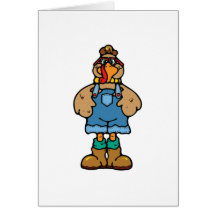 funny turkey in overalls cards