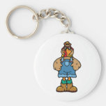 funny turkey in overalls keychains