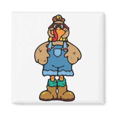funny turkey in overalls magnet by doonidesigns