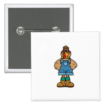 funny turkey in overalls pinback buttons
