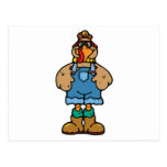 funny turkey in overalls postcard