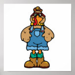 funny turkey in overalls print