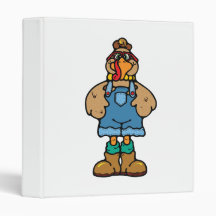 funny turkey in overalls vinyl binder