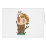 funny turkey on tree stump cards