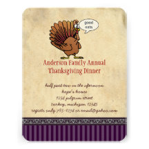 Funny Turkey Thanksgiving Dinner Invitation