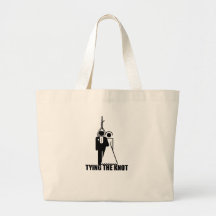 Funny, "Tying the knot" wedding design Bags