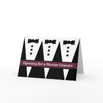 FUNNY Usher Invite with Three Tuxes Greeting Cards