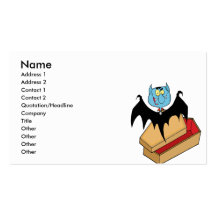 funny vampire bat with coffin cartoon business card templates