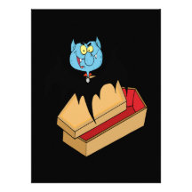 funny vampire bat with coffin cartoon personalized announcements