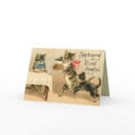Funny Vintage Cat Christmas Card