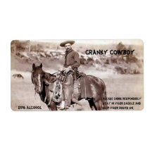 Funny Vintage Cowboy Wine Label