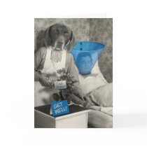Funny Vintage Dog Nurse Get Well Card