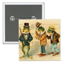 Funny Vintage Frogs Button