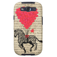 Funny vintage zebra & heart balloons samsung galaxy SIII cover