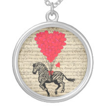 Funny vintage zebra & heart balloons jewelry