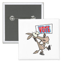 funny vote democrat donkey cartoon button
