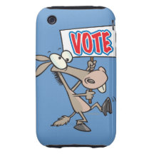 funny vote democrat donkey cartoon iPhone 3 tough cover