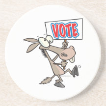 funny vote democrat donkey cartoon coasters
