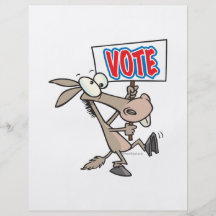 funny vote democrat donkey cartoon personalized flyer