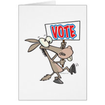 funny vote democrat donkey cartoon greeting card