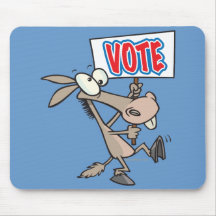funny vote democrat donkey cartoon mouse pad