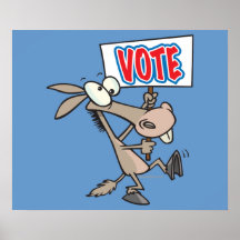 funny vote democrat donkey cartoon posters