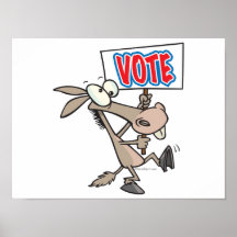 funny vote democrat donkey cartoon print
