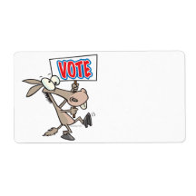 funny vote democrat donkey cartoon shipping labels