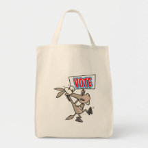funny vote democrat donkey cartoon tote bag