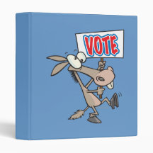 funny vote democrat donkey cartoon vinyl binders