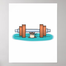 funny weightlifting mouse posters