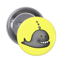 Funny whale pinback button