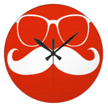 Funny White Moustache Glasses on Orange Red
