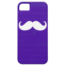 Funny White Moustache on Dark Purple Background