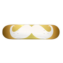 Funny white moustache on gold background skate board decks