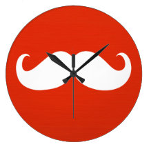 Funny White Moustache on Orange Red