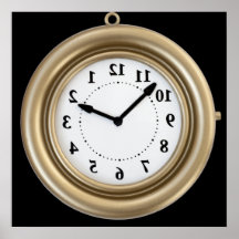 Funny white rabbit's clock posters