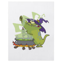 funny witch gator cooking cauldron flyer design