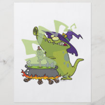 funny witch gator cooking cauldron flyer design