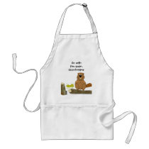 Funny Wood Turning Beaver and Grasshopper Cartoon Aprons