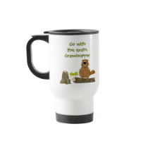 Funny Wood Turning Beaver and Grasshopper Cartoon Coffee Mugs