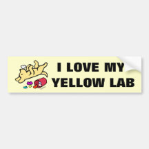 Funny Yellow Labrador Cartoon Bumper Sticker