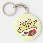 Funny Yellow Labrador Cartoon Key Chain