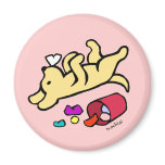 Funny Yellow Labrador Cartoon Fridge Magnets