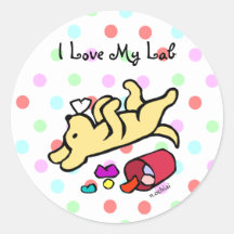 Funny Yellow Labrador Cartoon Sticker