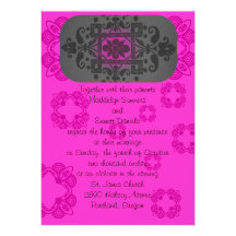 Fuschia and Grey Wedding Invitations