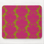 fuschia and olive fleur damask pattern mousepad
